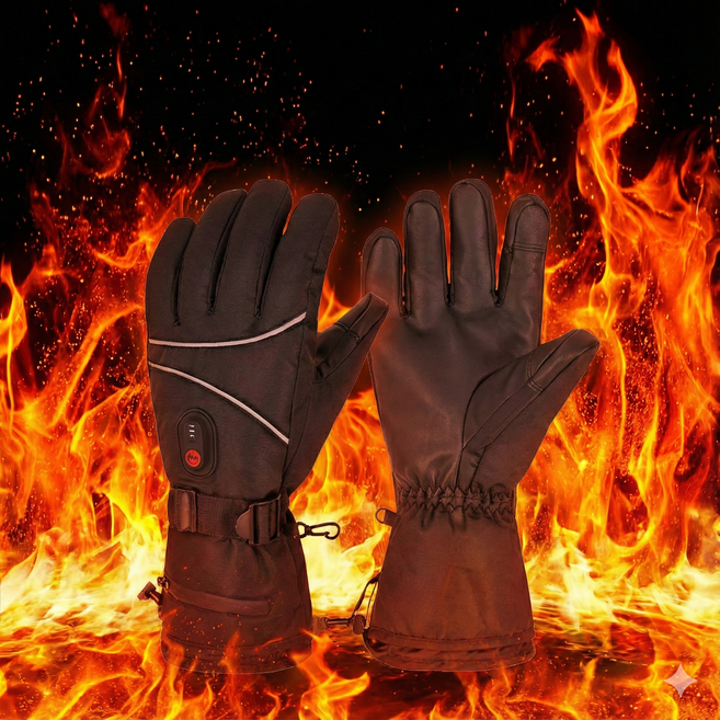 크레나 충전식 3단온도조절 발열장갑 배터리포함, 얇은 스카치