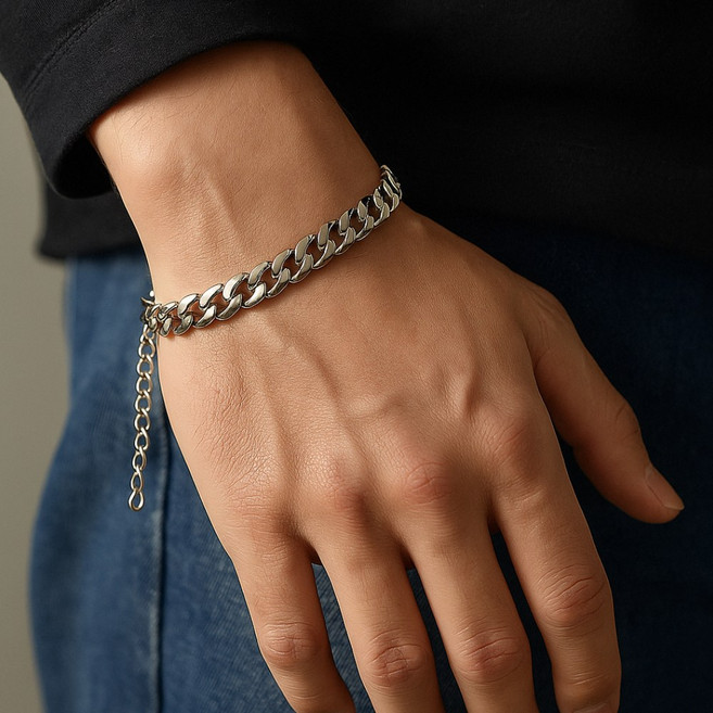 메이크앤 변색없는 남성 패션 티타늄 체인 팔찌
