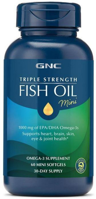GNC 트리플스트렝스 피시오일 미니 오메가3 60소프트젤, 1개, 60정