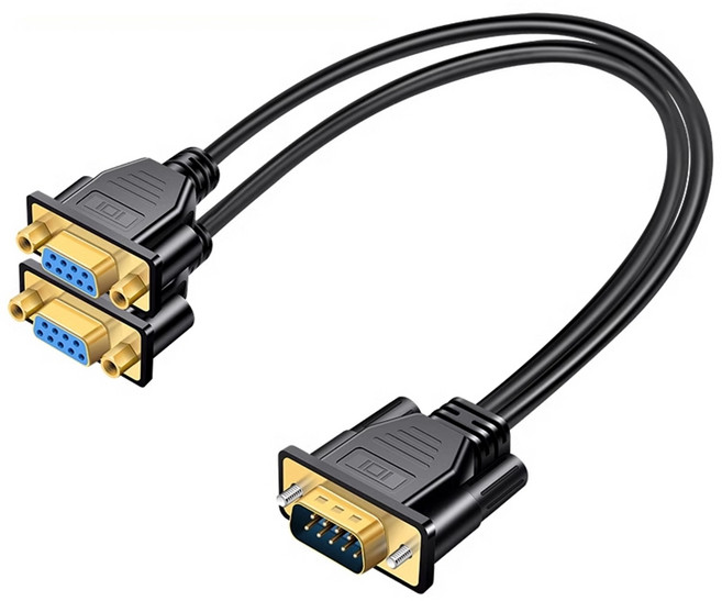 호환 DB9 9Pin 데이터 케이블 남성-여성 금전 등록기 POS 디스플레이 직렬 분배기 직접 연결 COM 2 in 1 to, 01 0.3m, 01 0.3m, 1개