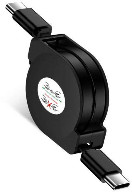 ANNIBER PD 60W C to C타입 고속 충전 릴케이블 차량용 롤링케이블, 블랙, 1개, 1m