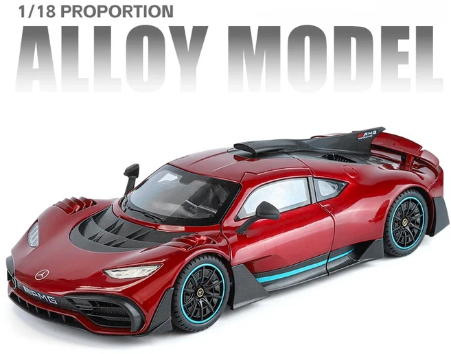 1:18 메르세데스 벤츠 ONE AMG 슈퍼카 합금 모델 자동차 장난감 다이캐스트 캐스팅 사운드 및 라이트 차량, 03 Red