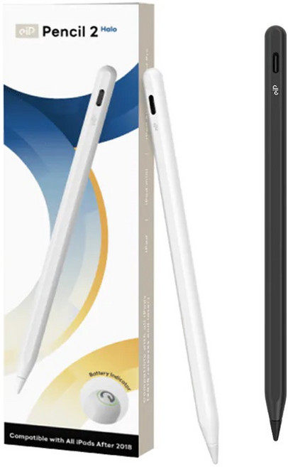 eiP Pencil 2 Halo 觸控筆 iPad 傾斜感應 低延遲 電量顯示 2018年後iPad適用, 白, 1個