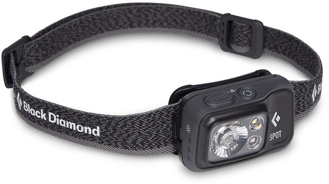 블랙 다이아몬드 스팟 400 LED 헤드램프 캠핑 하이킹 달리기 작업 레드 라이트 모드로 이동 흑연을 위한 방수 및 조광 배터리 구동, Graphite, Graphite, 1개