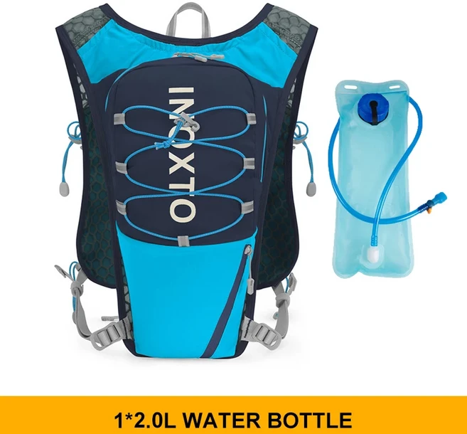 INOXTO 경량 러닝 배낭 수분 공급 조끼 자전거 마라톤 하이킹에 적합한 및 휴대용 5L, 09 Blue 2000ml