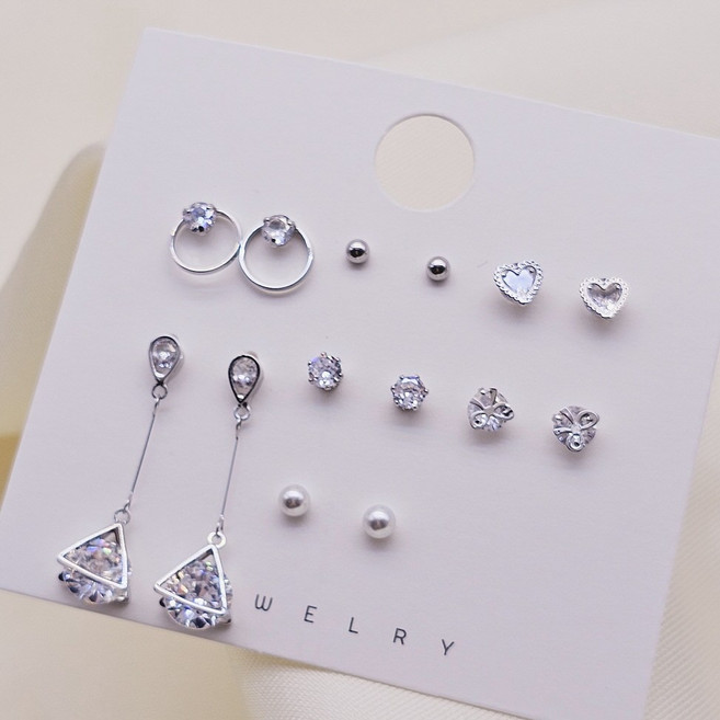 [14개세트]데일리 귀걸이 세트귀걸이 무니켈 티타늄 알러지방지 패션귀걸이