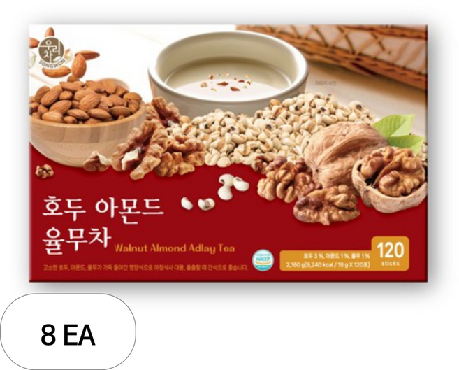 우리차 송원식품 호두 아몬드 율무차, 18g, 120개입, 8개