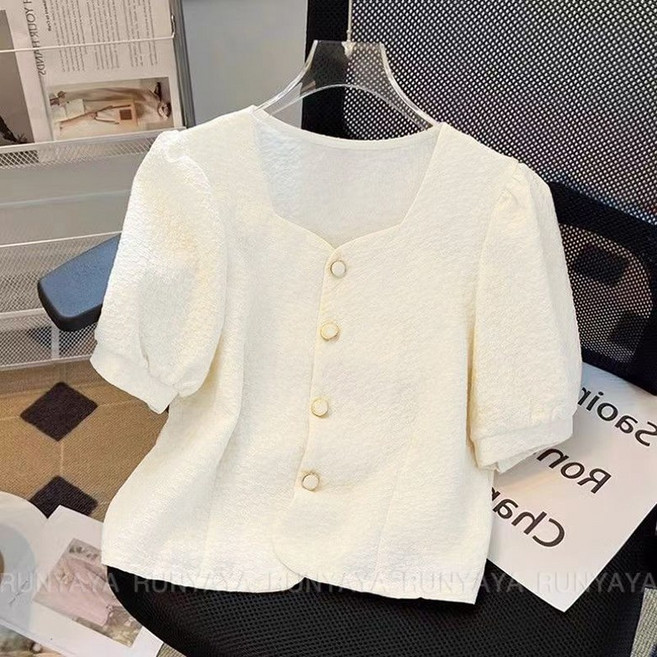 여성 반팔 자켓 빅사이즈 여성 아우터 코트 상의 크롭 상의 버튼 반팔 자켓 크롭 여름 여자 트위드자켓 D99U