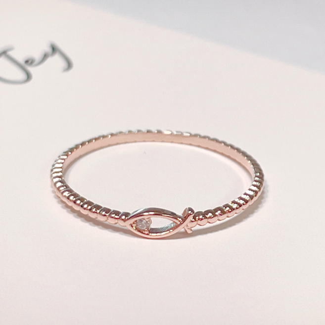 물고기반지 실버 925 모녀 행운 큐빅 물고기 은 애끼 반지 수능 재물운