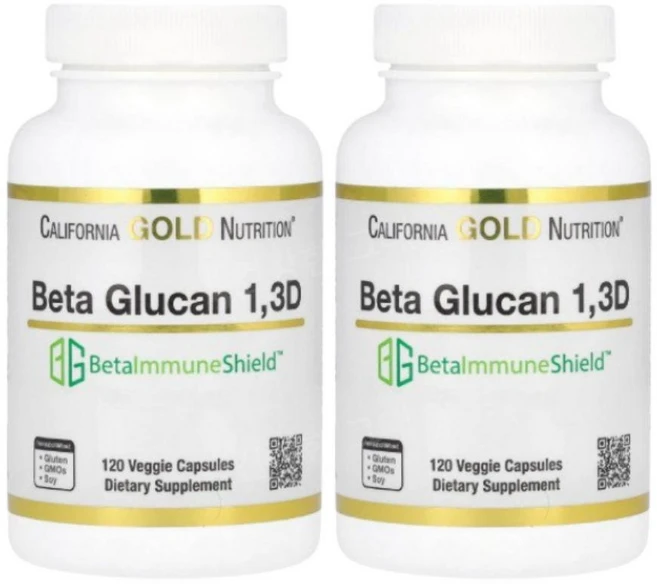 CALIFORNIA GOLD NUTRITION 캘리포니아 골드 뉴트리션 베타글루칸 1-3D 125mg 120정 베지캡슐 X 2EA, 2개 - 쿠팡