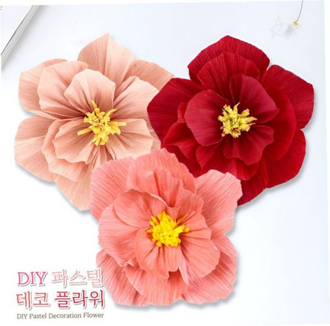 대형 종이 꽃 장식 포토존 배경 소품 파티 행사 기념일 축하 이벤트 인테리어, 상세페이지 참조, 주름지꽃 핑크