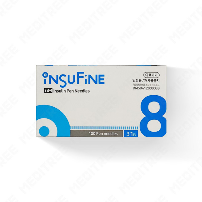 인슈파인 인슐린 펜니들 32G 4mm 5mm 6mm 31G 8mm +솜100매, 32G 8mm, 1개