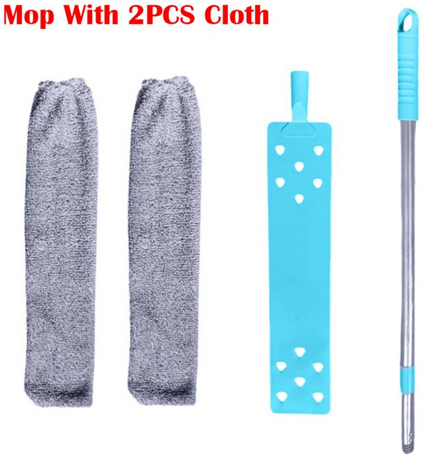 브러시 홈 청소 도구 긴 손잡이 걸레 텔레스코픽 먼지털이 브러시 갭 먼지 청소기 침대 옆 소파 제거용, Mop With 2PCS Cloth