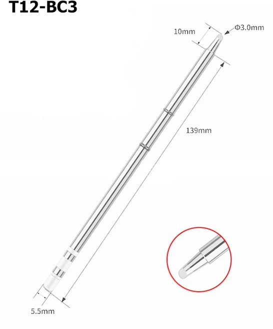 T12 납땜 인두 팁Hakko FX951 STC 및 OLED 스테이션 전기 용, 01 빠른, 03 T12-BC3