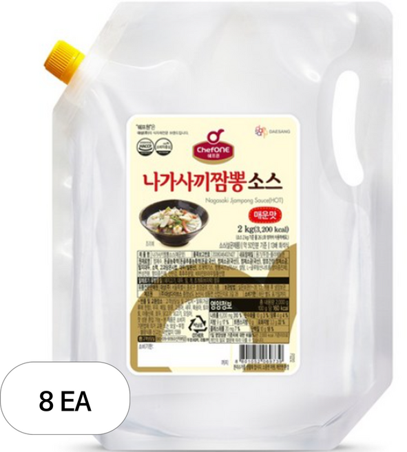 쉐프원 나가사끼짬뽕소스 매운맛, 2kg, 8개