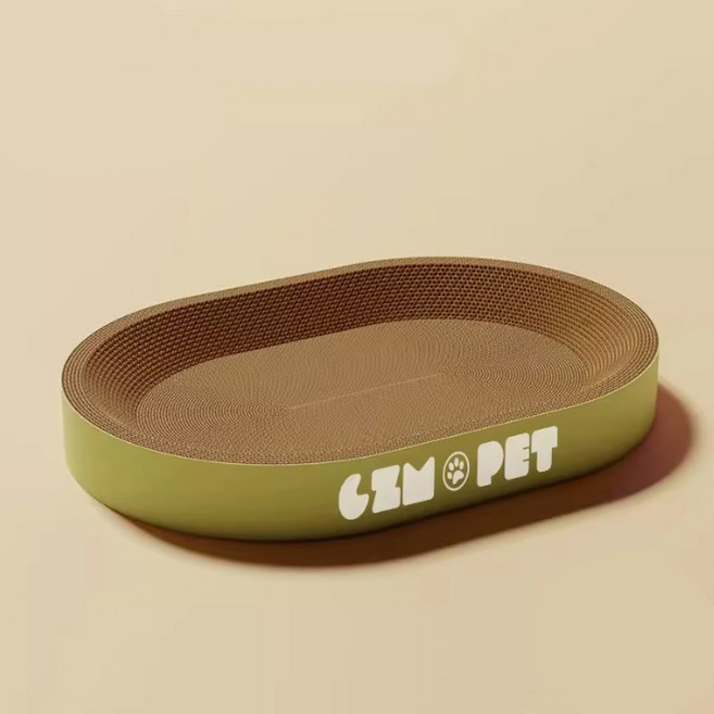 타원형 고양이 스크래쳐 침대 일체형 내마모성 튼튼한 캣베드, 1개, 그린