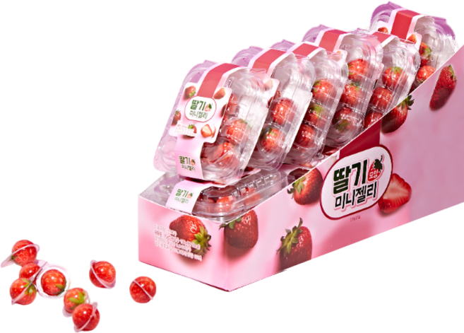 딸기 모양 미니 젤리 1BOX(15g ) 과일젤리 어린이 간식 사탕, 15g, 12개