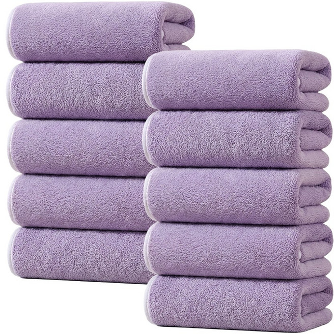 Ahomeone 수건 흡수 항균 수건 보풀방지 부드러운 호텔 타올, 자주색, 5개