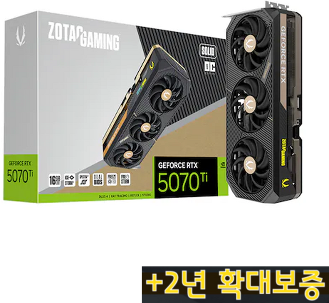 ZOTAC 조텍 GAMING Geforce RTX 5070 Ti SOLID OC D7 16GB 그래픽카드 VGA