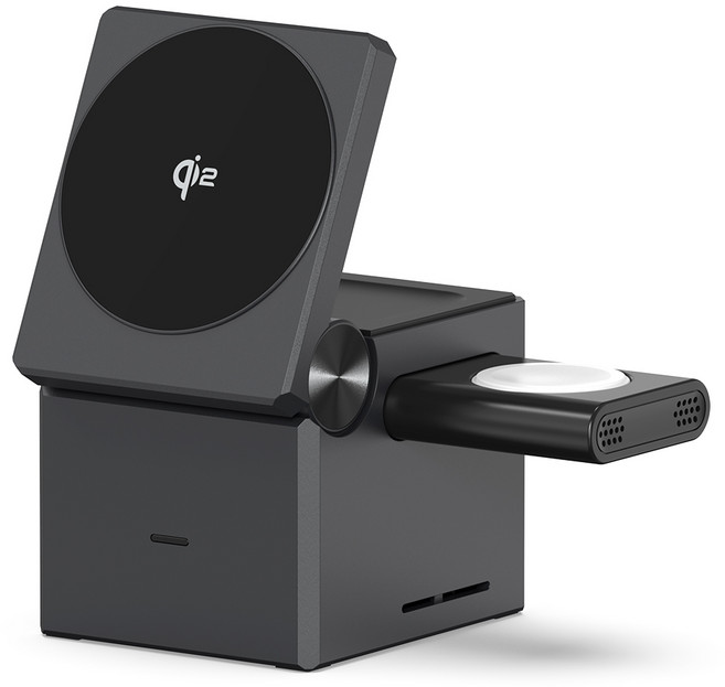 모아리 QI2 3in1 맥세이프 15W 고속 무선 충전 거치대, 다크그레이, 1개