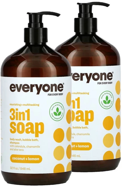에브리원 솝 3In1 바디워시 베스 샴푸 코코넛 앤 레몬 946ml x 2개 - 쿠팡