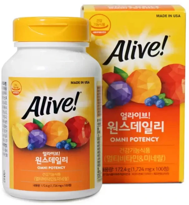 얼라이브 원스데일리 멀티비타민, 100정, 4개 - 쿠팡