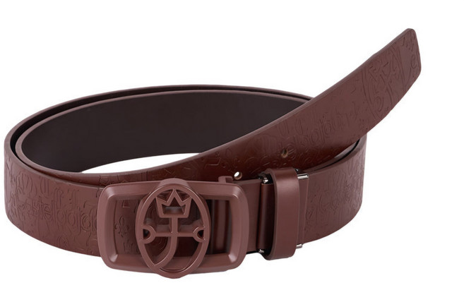 까스텔바작 BGEWGT201BR 남성 로고 버튼 패턴 벨트, 1개, 브라운