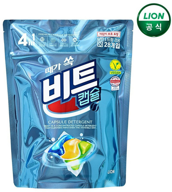 때가 쏙 비트 4IN1 비트 캡슐세제 28입x1개 234626, 28개입, 1개
