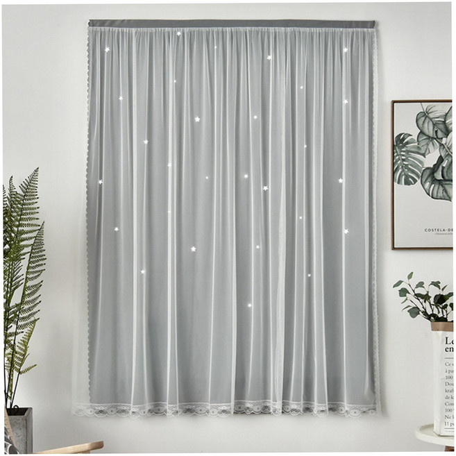 붙이는 스타 펀칭 암막커튼 그레이 스티커형