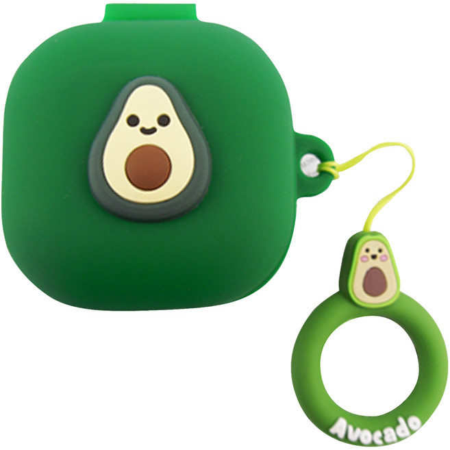 더조은셀러 실리콘 케이스 키링 커버 범퍼 젤리 소프트 고리 갤럭시 버즈4 버즈2 버즈 프로 라이브 호환, 갤럭시버즈2/프로/라이브, 1개, 아보카도
