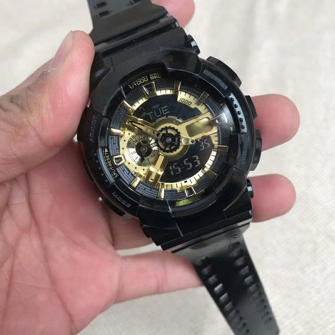 Baby Watch Sports Quartz Men's GA110Digital 100LED Wristwatch World Time Full Function, Black, 1개