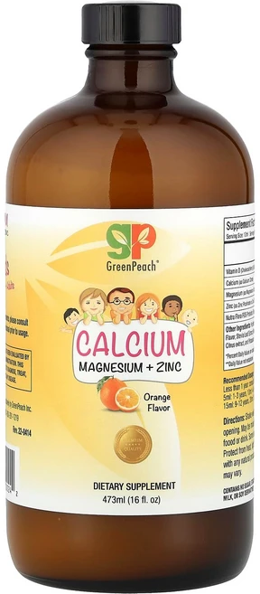 그린피치 칼슘 마그네슘 + 아연 오렌지맛 473ml (16 fl oz) GGP-00024, 1개 - 쿠팡