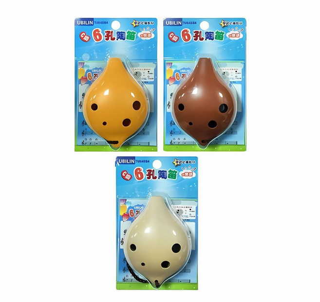 UBILIN 優筆霖 陶笛套組 中音陶笛 音樂課適用, 1個, 6孔陶笛 附樂譜(顏色隨機)