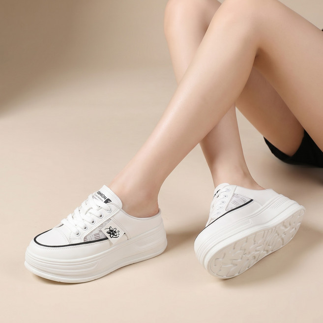 뮬운동화 8cm 통굽 여성 플랫폼 롱다리 데일리 신발