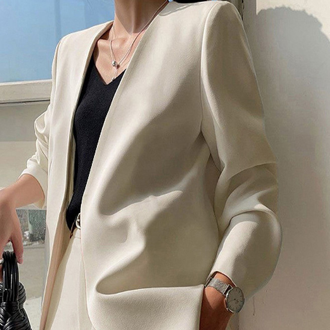 노카라하프자켓/여성자켓/오픈형자켓/정장스타일/44~77까지/빅사이즈/결혼식/하객룩/오피스룩