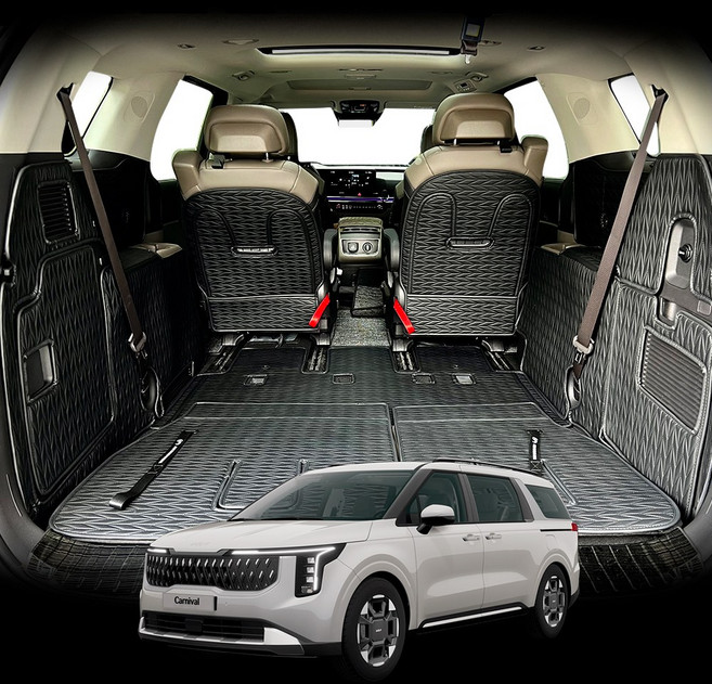 4세대 카니발 전용 7인승 페이스리프트 트렁크 매트 풀커버 차박 캠핑 추천, 7인승 스피커O, 가솔린/디젤, 블랙