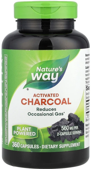 [77929] Nature's Way 네이처스 웨이 활성탄 560mg 360캡슐 (캡슐당 280mg), 1개 - 쿠팡