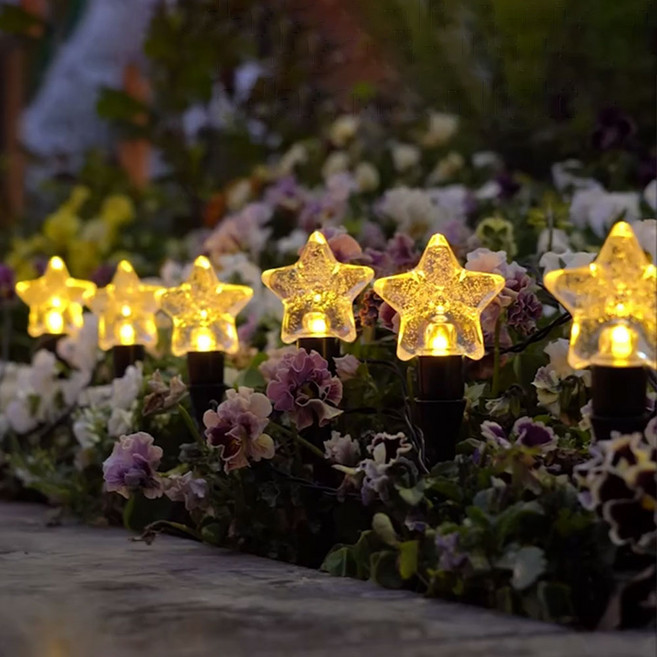 KELAKE 태양광 정원등 30구 LED 별 조명줄 태양열 야외등 잔디등 화단 꾸미기 야외조명, 황광