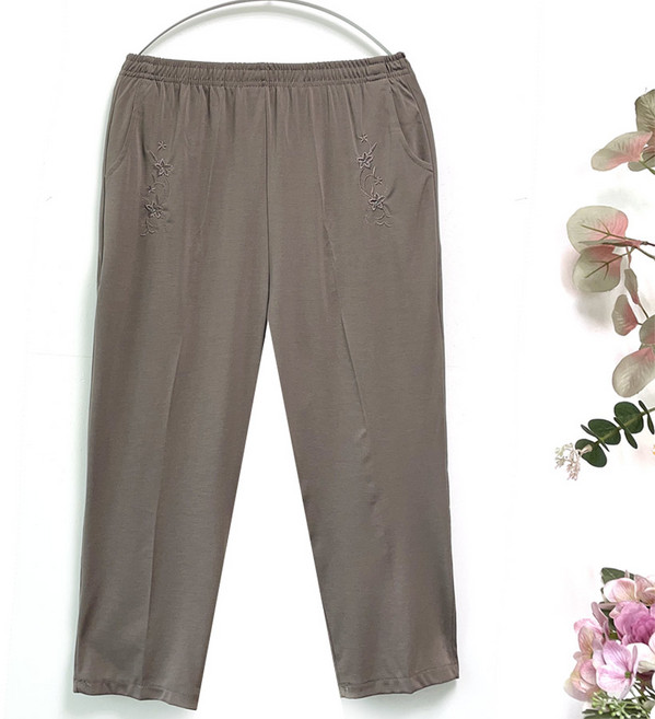 국민할매 할머니옷 봄 여름 쿨스판 꽃자수 7부 밴딩바지[SH-770] 중년 여성의류 요양원옷