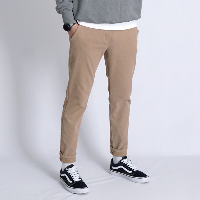 오씨엘 남자 기모바지 겨울 9부 밴딩 면 팬츠 스판 일자 빅사이즈 양기모워싱면밴딩