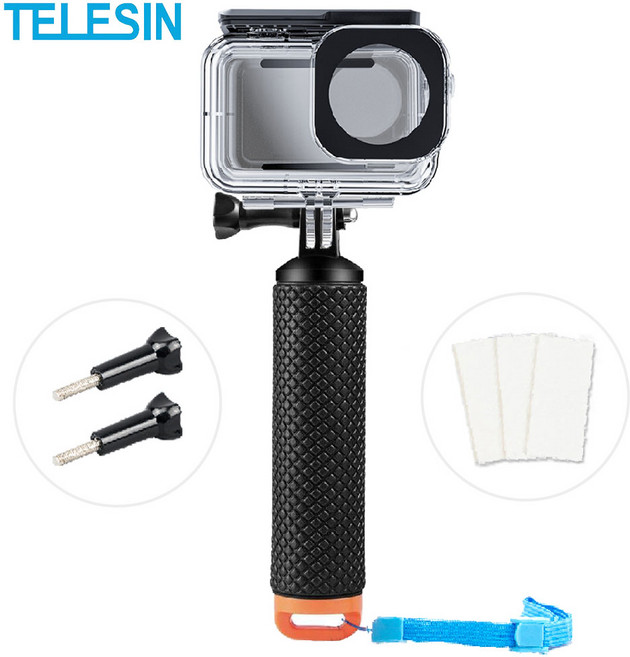 텔레신 오즈모액션 5 4 3 프로 방수하우징 케이스 + 플로팅 핸드 그립 부력봉 + 김서림방지킷, 1세트, 오즈모액션방수하우징