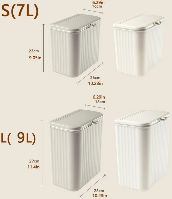 주방 벽걸이형 쓰레기통 가정용 쓰레기 보관함 화장실 화장지 걸이형 보관통, [02] 7L, G y