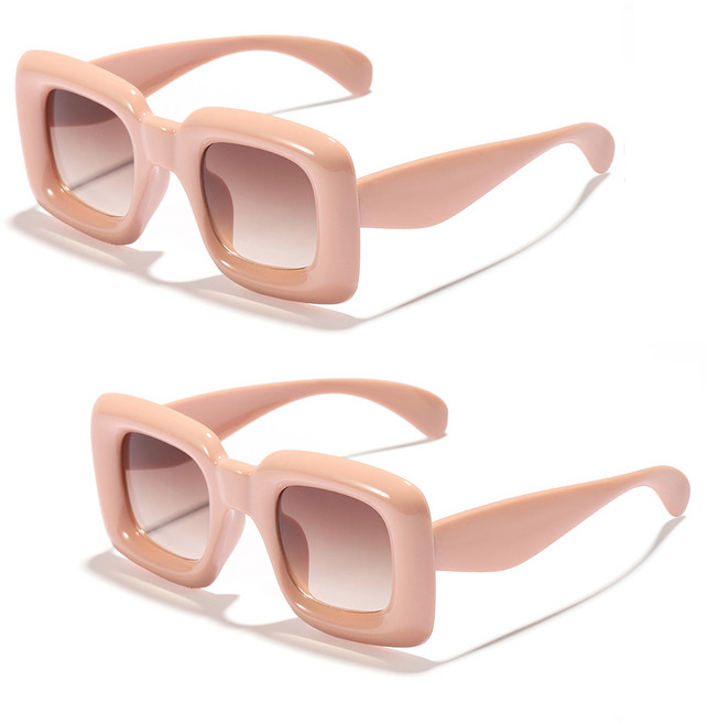 리빙듀오 인싸선글라스 안경 인생네컷 할로윈 2개 한세트, 045.사각볼륨선글라스 베이지(121)