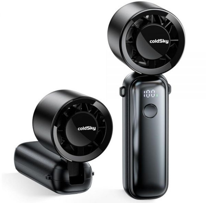 휴대용 터보 팬 6가지 속도의 5000mAh 충전식 디지털 디스플레이가 있는 접이식 목/책상 선풍기 에어 기술이 포켓 소형 팬 여성용 야외 여행 사무실용, 휴대용 터보 팬, 6가지 속도의 5000mAh 충전식