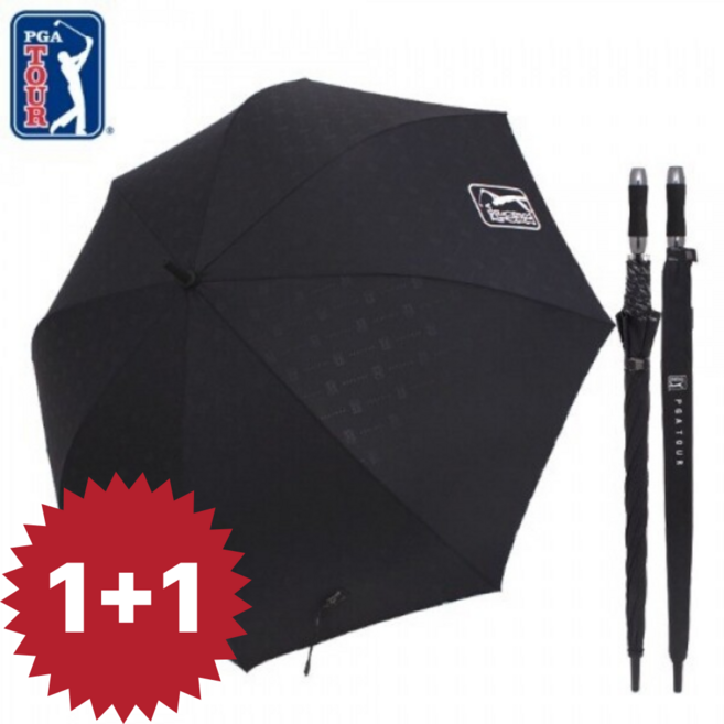 [1+1] PGA 골프 장우산 대형 특대 75, 엔보선염바이러스 (블랙) + 무지 (네이비)