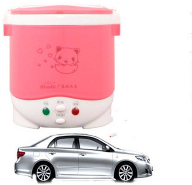 미니 밥솥 트럭 소형 밭솥 자동차 12V24V220V 차량 탑재 가정용 국물 찜통 야채 물 국수, 녹색(12V 차량용), 15.7x15.7x15.4CM