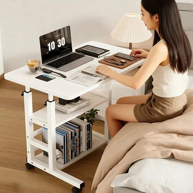 라온프리 높이조절 이동식 사이드테이블, 화이트