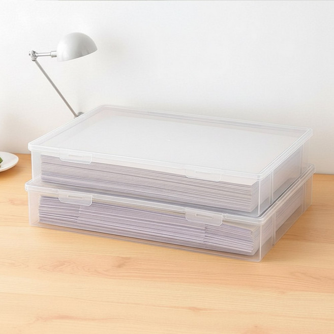 이지유 파일 케이스 A3 A4 A5 서류 문구 정리 다꾸 장난감 보관함 다용도 파우치, 초대형, 2개, 투명