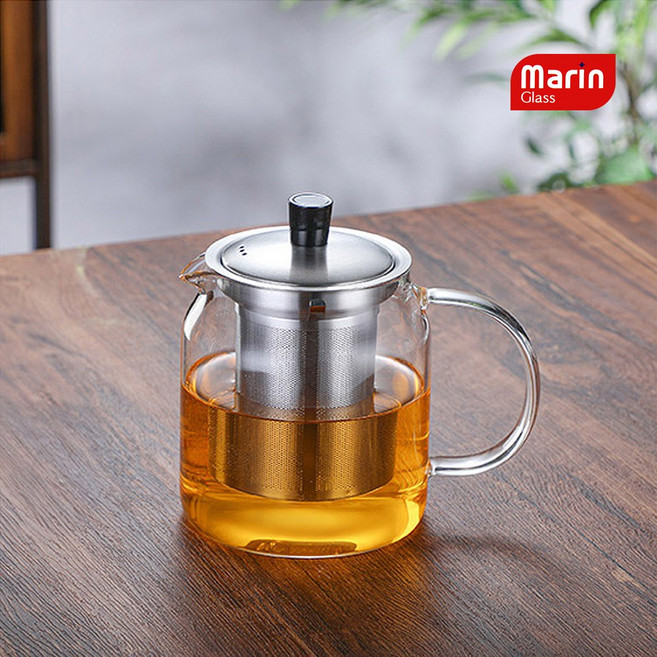 마린글라스 베이직 스텐 필터 티포트 700ml, 상세 설명 참조, 1개