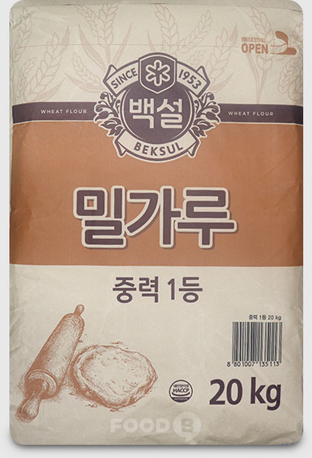 백설 중력1등 밀가루, 20kg, 1개